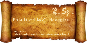 Matriszottó Szergiusz névjegykártya